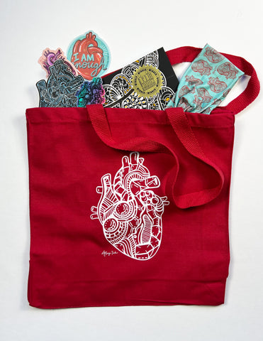 Anatomical Heart Canvas Tote Bag  Handpainted tote bags, Creative tote  bag, Canvas tote bags