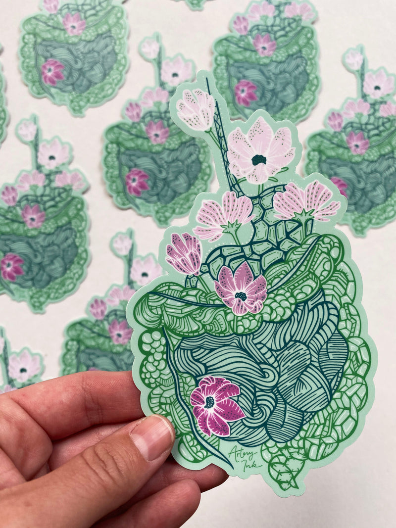 Floral Heart Holographic Vinyl Sticker – arteryink